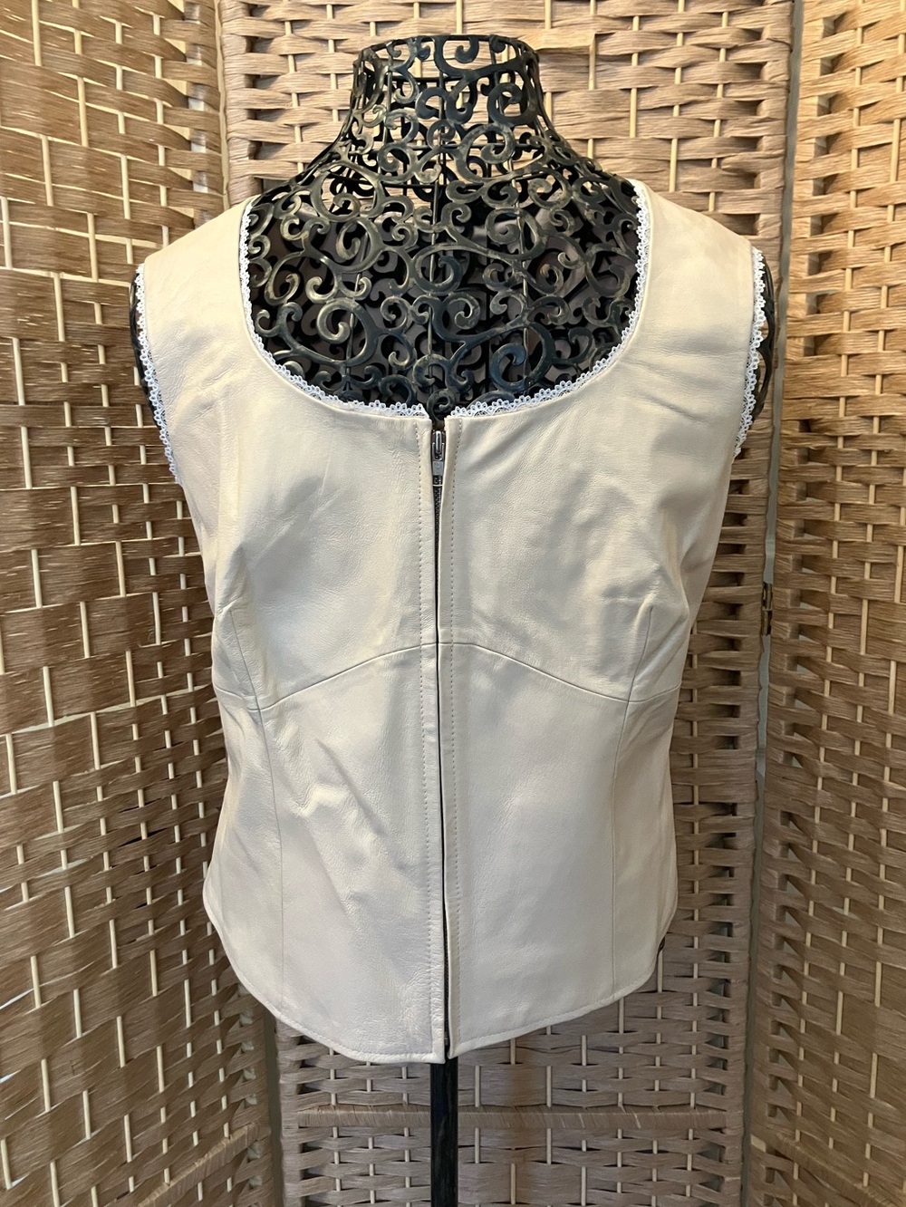 Vintage Leather Zip-Front Women's Vest